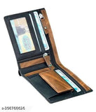 Black faux leather wallet Loscco 07, compact and functional with two compartments