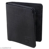Black faux leather mini wallet for men's fashion, solid design with plenty of room for cards and coins, gift box included