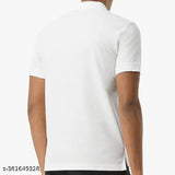 Men's white collar half sleeve cotton blend breathable T-shirt, comfortable and versatile for workouts & casual wear (L-5XL)