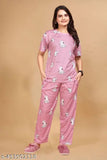 Polycotton printed women's co-ords set: night suit and dress T-shirt pyjama combo on lowest price