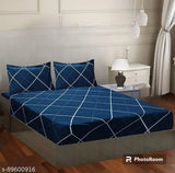 Glace Cotton, superfine elastic fitted King Size double bedsheet with abstract print & 2 pillow covers