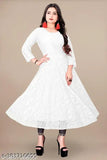 Anarkali net gown and three-quarter sleeve kurta, self-designed Indian embroidered party dress for women