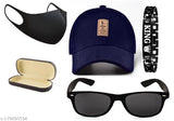 Solid craft Ediko cap+polarized sunglass+king bracelet and mask set for men and boys, cotton baseball cap with printed net design
