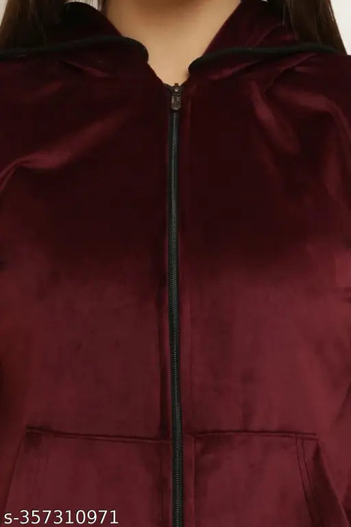 Velvet tracksuit set for women and girls, solid-colored active wear with long sleeves, best winter casual wear, Made in India