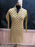 Wool three-quarter sleeve printed kurta in free size (bust 18in, length 36in), high-quality JAYKAT KURTI from India