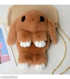 Dark brown faux leather sling bag for kids, features animal net design & adjustable strap. Practical compartment for essentials, detachable chain, perfect for playdates or events