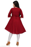 Maroon rayon three-quarter sleeve kurta for boys aged 13-14 or 14-15 years, solid pattern from India