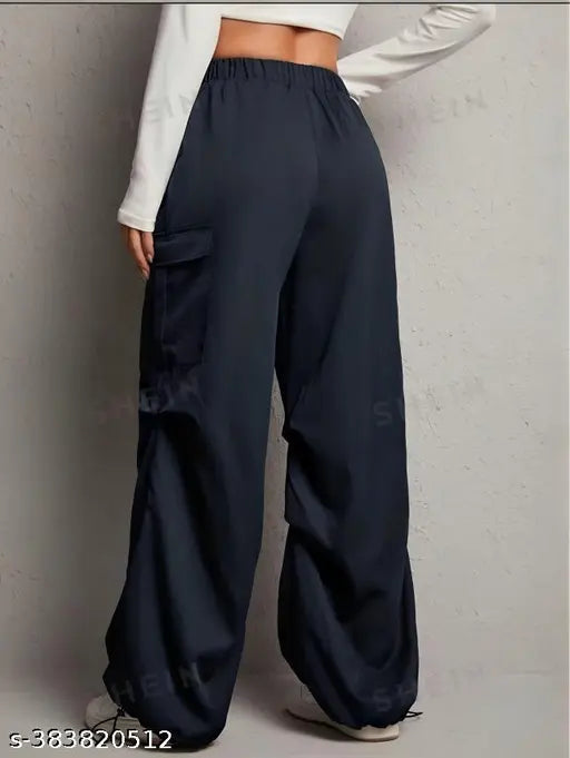 Latest polyester trousers for women, self-design net pattern, lightweight, stretchable with 6 pockets, made by NS lycra fabric in India