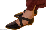 Nubuck belly sandals in black, embellished design, closed back. Ind sizes 3-8 from India