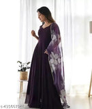 Georgette sleeveless classy partywear women's dress, solid net design for special occasions