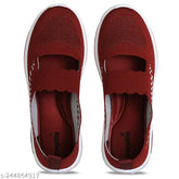 Maroon textile slip-on sneakers, lightweight & breathable for daily wear, exclusive designs, durable, and slip-resistant