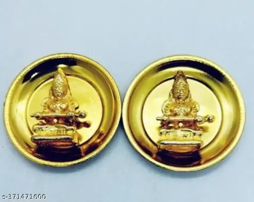 Golden Maa Annapurna Devi god idol set, brass Vastu Pooja kit with Yantra (Pack of 2)