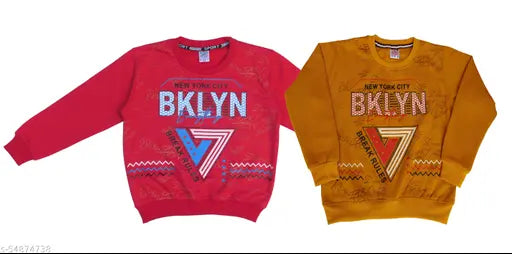 Red and white printed cotton blend kids sweatshirt combo pack, perfect for winter wear