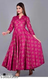 Rayon women's print anarkali kurti, three-quarter sleeve, vibrant Indian style