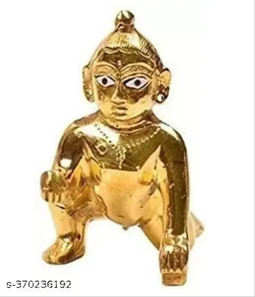 Brass Krishna Shringaar Set with Laddu Gopal Showpiece - 8 cm, traditional Indian home decor