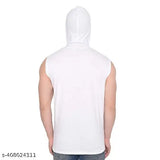 White polyester Fabstieve Bat printed gym t-shirt for men with sleeveless self-design, available in sizes M, L, XL, XXL (India)