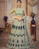Banarasi lehenga: Free size embroidered net lehenga-choli with unstitched blouse and dupatta, trendy design by Jesani Creation