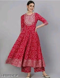 Red chiffon anarkali gown with dupatta and printed design by Amaira Fashion Creation, three-quarter sleeves, Rayon fabric