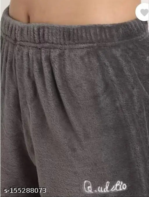 Wool winter warm pyjamas suit for ladies, solid color, high-quality handmade in India