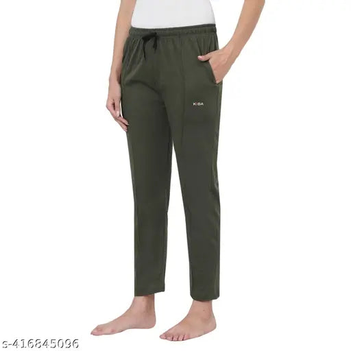 Trendy solid cotton blend calf-length pyjama for women, vibrant print with great stitching, size S-XXL