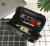 Black acrylic small crossbody 'Forever Young' sling bag, minimalist aesthetic accessory for women