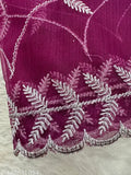Silver Zari Embroidered Super Net Saree with Bangalore Silk Blouse, exquisite cutwork detail on pallu and tussles