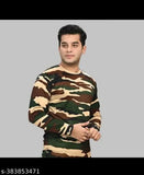 Cotton blend FAUJI T-shirt, army camo pattern, long sleeves for men's casual/sport style, made in India