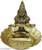 Brass Annapurna Devi Idol - Goddess of Food, intricately carved, Indian origin