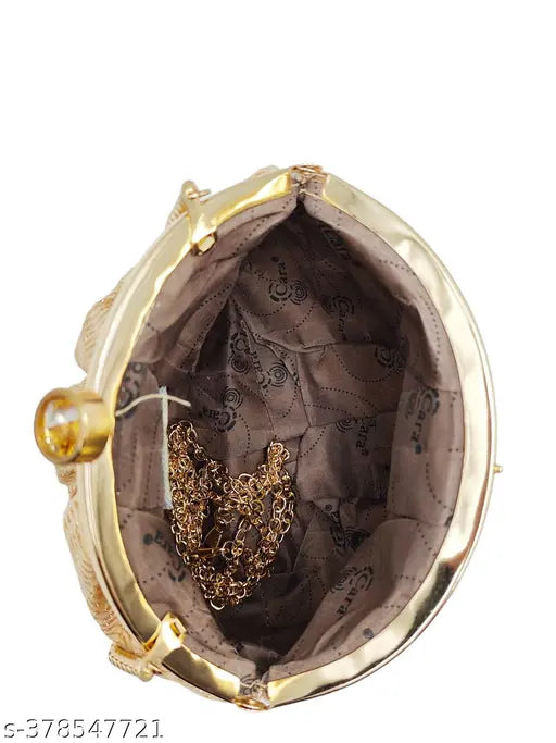 White embellished net formal clutch, casual party bag with single compartment, free size