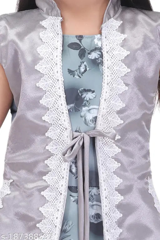 Cotton blend printed net sleeveless gown dress for children's festive wear, sizes 2-11 years old, made in India