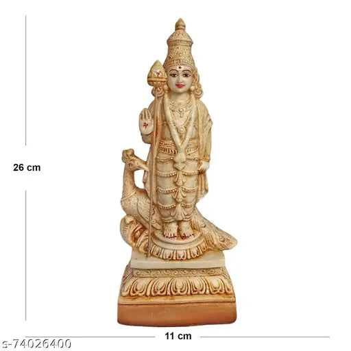 Poly Resin Hindu God Idol - Newven Polymarble Murugan Figurine, 26cm x 11cm x 7cm, Multi-colored Decorative Statue for Home Decor or Gifts