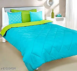 Aqua green & parrot green reversible microfibre comforter, Dohar cotton AC blanket, 250 GSM single bed size. Perfect for cooling sleep