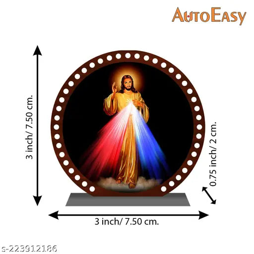 Multicolor acrylic Jesus Christ idol for car dashboard or home decor, suitable for office, study table, or gifting. Ideal religious figurine with attractive design and divine look