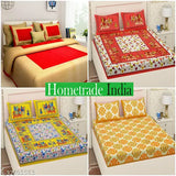 Graceful cotton fancy bedsheets set of 4, queen size (100x90), 144 thread count, India origin