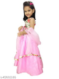 Digital flower pink silk blend lehenga with organza dupatta and sleeveless top, for 3-4 year old girls