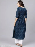 Printed cotton kurta palazzo set, comfortable and casual ethnic wear for women, rayon fabric, three-quarter sleeves