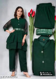 Trending Georgette kurta with pant set, mirror work belt, Indian wedding festival party wear