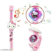 Pink silicone digital watch for kids, featuring Elo Kitty design and easy-to-read dial