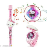 Pink silicone digital watch for kids, featuring Elo Kitty design and easy-to-read dial