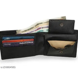 Canvas & leather casual men's wallet, textured net design, 4 compartments, free size (10cm x 10cm), India-made