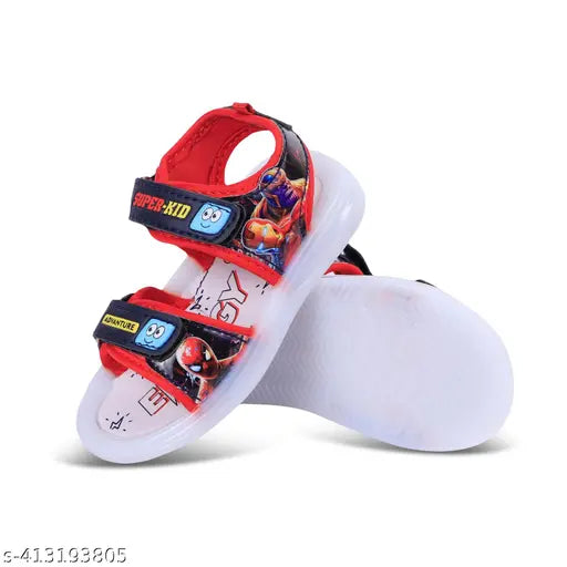 Synthetic LED sandals, kids' casual print net style in various sizes (0-3M, 3-6M, 6-9M), TPR sole, Velcro fastening