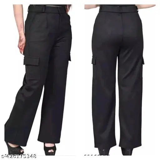 Dark blue cotton women's loose fit work pants