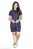 Women's printed lycra nightsuit and nightdress, affordable polycotton sleepwear with vibrant patterns