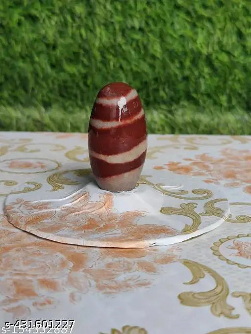 Narmada River Tilak Marble Shivling - Narmadeshwar Shiva Lingam (2 inch height), an auspicious home pooja item originating from India