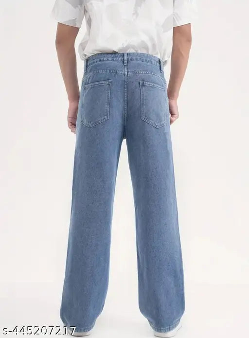 Light blue denim premium baggy loose jeans, high-quality casual wear for women, size 28/30/32 with waist 29in/31in/33in, length 40in, hip 35in/37in/39in, made in India