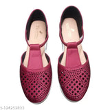 Red synthetic ballet flats with embellishments - perfect for everyday wear, festivals, or parties