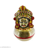 Multicolor 6-inch brass Puri Craft Goddess Laxmi Devi Manak Mukha for Varalakshmi Pooja, Indian god idol