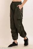 Solid polyester women's cargo trouser by NS, India