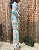 Cotton co-ord set vs night dress set, versatile daywear with long-sleeve pyjamas in printed pattern. High-quality cotton for summer and winter daily wear, mix and match trendy clothes. Made in India