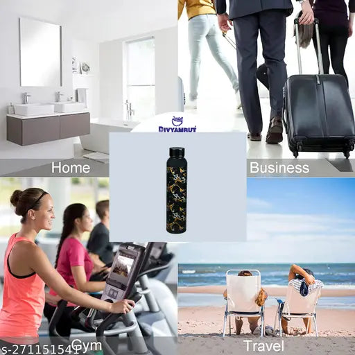 Divyamrut Black Water Bottles Pack 4 - 100% BPA free, lightweight fridge premium quality bottles for everyday use, ideal for school, office, and home. Made in India